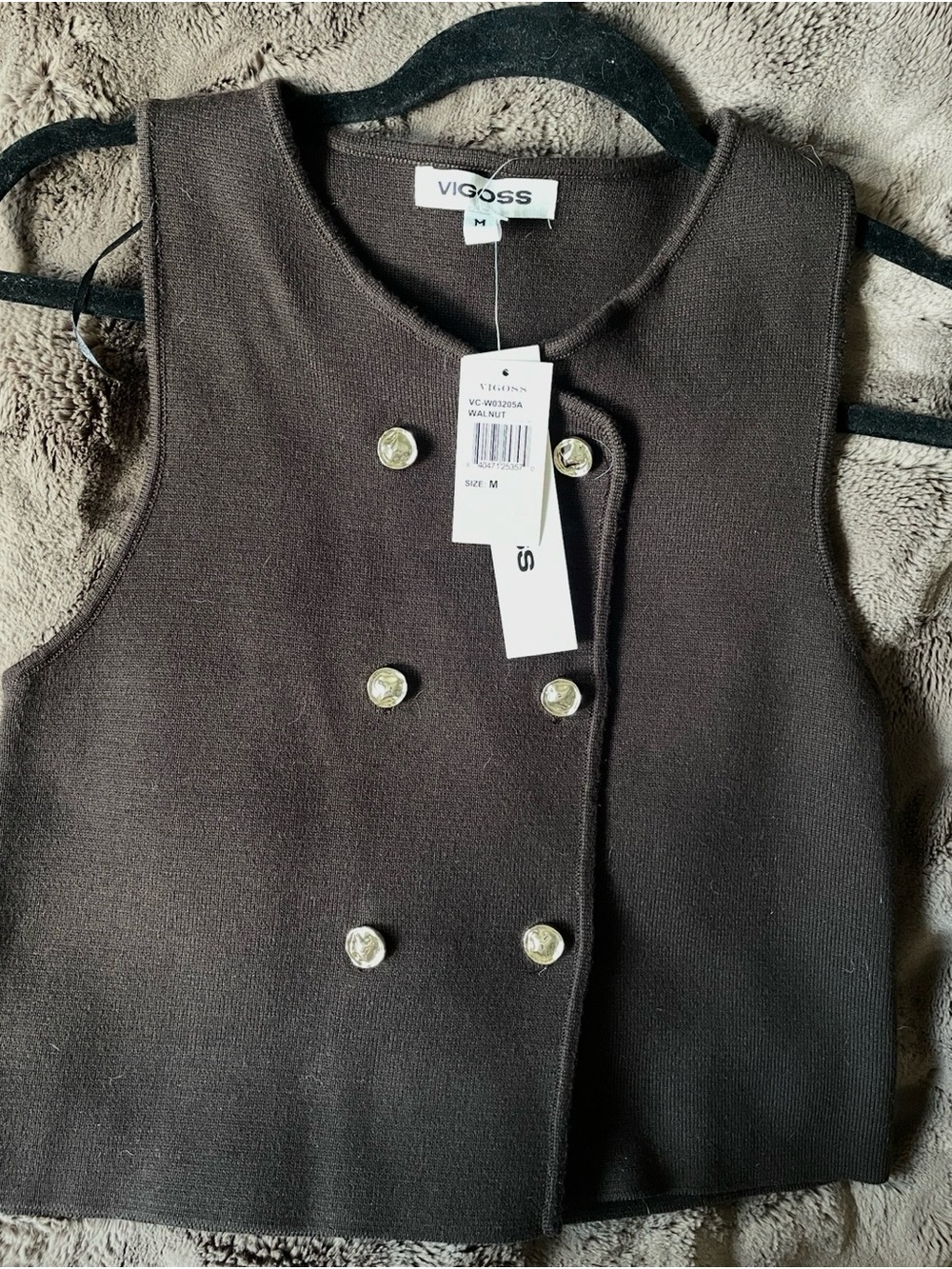 Vigoss Women’s Dark Brown Double-Breasted Vest